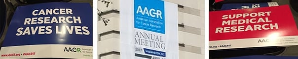 Cancer research signs at AACR