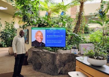  Dr Bandawe in the atrium at CST headquarters 